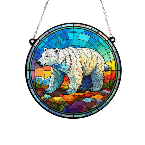 Polar Bear Stained Glass Effect Suncatcher